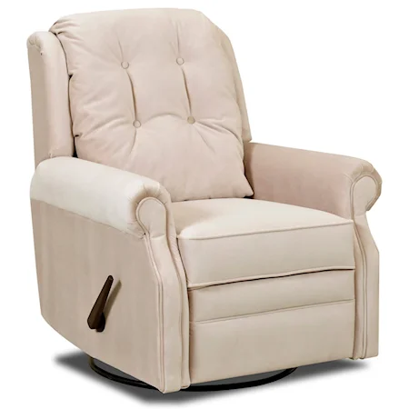 Transitional Manual Swivel Rocking Reclining Chair with Button Tufting